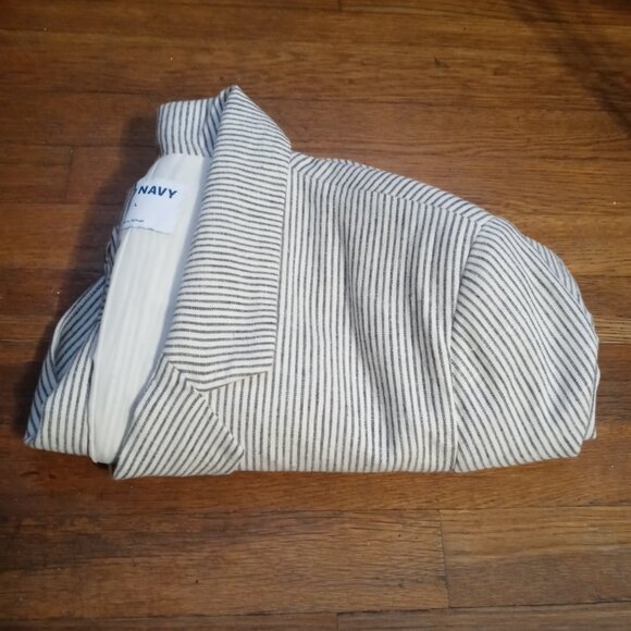 OLD NAVY striped double breasted linen blend blazer in charcoal stripe (L) - Picture 15 of 16